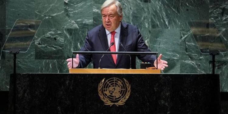 UN Secretary General Antonio Guterres addresses the General Assembly in New York.