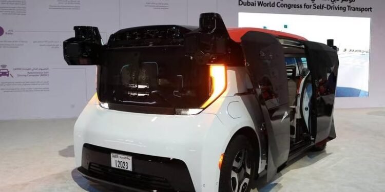 A Cruise autonomous vehicle on show at the Dubai World Congress for Self-Driving Transport event.