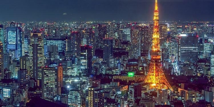 An aerial view of the Tokyo Tower, which is a communications tower based on the design of the Eiffel Tower and was completed in 1958. Picture used for illustrative purposes.