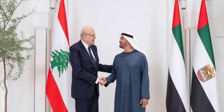 President Sheikh Mohamed received Lebanese Prime Minister Nijab Mikati in Abu Dhabi on Thursday. Photo: UAE Presidential Court