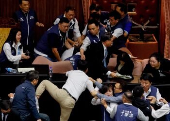 Legislators get involved in fierce fights in Taiwan’s parliament