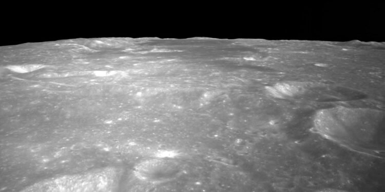 This undated handout photo taken by the China National Space Administration (CNSA) and released on June 4, 2024 shows a general view of craters on the surface of the moon captured by China's Change-6 lunar probe. A module of a Chinese lunar probe successfully took off from the far side of the Moon on June 4 carrying samples to be taken back to Earth, state media reported. (Photo by Handout / China National Space Administration / AFP) / RESTRICTED TO EDITORIAL USE - MANDATORY CREDIT "AFP PHOTO / CNSA" - NO MARKETING NO ADVERTISING CAMPAIGNS - DISTRIBUTED AS A SERVICE TO CLIENTS