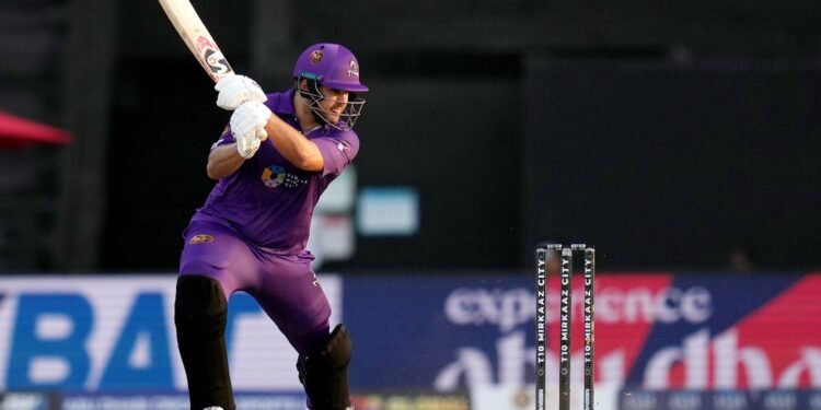 Rilee Rossouw of Ajman Titans during the Match 15 of the Abu Dhabi T10 between the Ajman Titans and Royal Champs held at the Zayed Cricket Stadium, Abu Dhabi, United Arab Emirates on the 23rd November, 2025.
Photo by Faheem Hussain/ CREIMAS